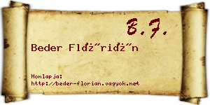 Beder Flórián névjegykártya